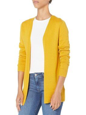 Amazon Essentials Women's Gold Long Sleeve Open Front Cardigan Sweaters